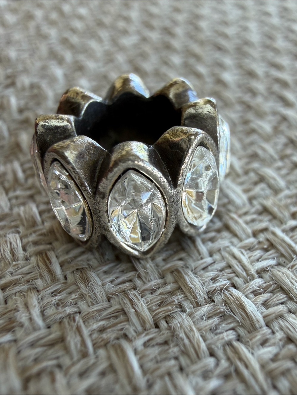 Brighton Navette Spacer Bead Charm Marquis Cut Crystal Ring
